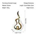 Modern abstract flame ceramic sculpture in white and gold finish, large size - Abstract Flame Ornament - Large (11840)