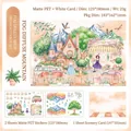 DIY scenery stickers set Foggy Mountains series with matte PET material and white cards - Misty Mountainscape / Matte PET