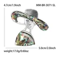 Modische Damenbrosche mit Abalone-Muschel-Inlay in Silberoptik, 5 cm Breite - Silber 3071-SL
