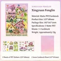 Pastoral girl and scenery 3D matte PET sticker set with scene base card for kids - Apricot Garden / Matte PET