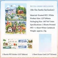 3D He Xia Seeks Seclusion sticker set with matte PET sheets and scenery background - Summer Lotus / Matte PET