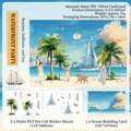 Seaside theme 3D landscape stickers set with PET material and background cards - Beach Party / Matte PET
