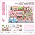 3D spring-themed DIY scenery sticker set with matte PET decals and paper background card - Island Spring Ling / Matte PET
