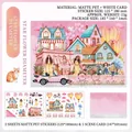 Starry Flower Path 3D sticker set with pink PET stickers and scenery card for DIY scrapbooking - Stars Over Flower Path / Matte PET