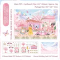 3D DIY scene stickers with cherry blossoms, PET material and background card set - Colorful Cherry Spring / Matte PET