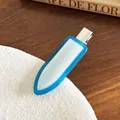 Dunkelblaues und weißes Haarspange aus Acetat mit silberner Entenschnabelklemme - Mittel / Blau