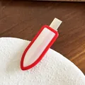 Eleganter Haarclip in Rot und Perlmutt-Rosa-Marmor mit silbernem Entenschnabel-Griff - Mittel / Rot