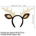 Cream reindeer antlers headband with brown spotted ears and plush black band - Beige Antler Headband