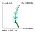 Elegante spilla a fiore di prugno con smalto blu e strass altezza 6,1cm - Blu