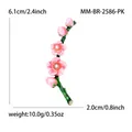 Elegante spilla a fiore di prugna rosa con stelo verde e cristalli, altezza 6.1cm - Rosa