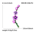 Spilla fiore di prugna viola in smalto e cristallo, 6,1x2,0 cm, peso 10,0 g - Viola