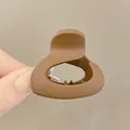 Matte brown triangular hair claw clip with crossed teeth for small hair sections - Semicircle Style / Matte Coffee