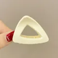 Minimalist cream white triangle hollow hair claw clip with a sleek matte finish - Hollow Triangle / Off White