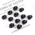Glossy black mini bow hair clips set for high ponytail styling on white background - Bowknot Style / 12pcs Set / Bright Black