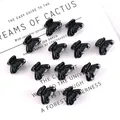 Set of 12 small black triangle hair claws with glossy finish for high ponytail styling - Heart Style / 12pcs Set / Bright Black