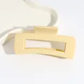 Pince à cheveux élégante en acrylique jaune crème mat avec design rectangulaire - Pince carrée / Jaune