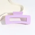 Pince à cheveux rectangulaire violette mate élégante avec une prise solide - Pince à Cheveux Carrée Creuse / Violet