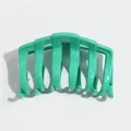 Grande pince à cheveux élégante vert menthe en acrylique brillant avec ressort métal - Pince Citrouille Plate Vert