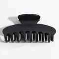 Grande pince à cheveux en acrylique noir mat avec une finition dépolie élégante - Pince à Cheveux Arête Plate / Noir