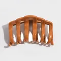 Grande pince à cheveux élégante en acrylique marron caramel avec ressort en métal - Pince à Cheveux Citrouille Plate / Chocolat