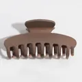 Grande pince à cheveux en acrylique marron foncé mat avec design en forme de fer à cheval - Pince à Cheveux Arête Plate / Marron