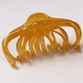 Grande pince à cheveux ambre en acétate avec fini brillant et texture translucide - Pince à Cheveux Forme Citrouille / Brun Transparent