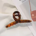 Grande pince à cheveux en acrylique ambre écaille de tortue pour femmes élégantes - Pince à Cheveux en X / Mandarine Transparent