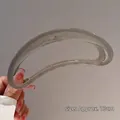 Grande pince à cheveux élégante en acrylique gris translucide de 13cm de long - Pince Croissant de Lune / Gris