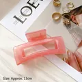 Pince à cheveux rectangulaire rose translucide en acrylique design épuré 13cm - Environ 13cm de Long / Rose transparent
