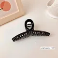 Grande pince à cheveux 11cm en acrylique noir brillant avec design élégant d'anneaux - Environ 11CM / Noir