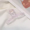 Pince à cheveux élégante en acrylique violet clair translucide avec fini pailleté - Style Croisé Torsadé / Améthyste
