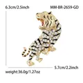 Tiger-Brosche in Goldoptik mit Kristallen und schwarzer Emaille, 6,3 cm x 5,7 cm - Gold
