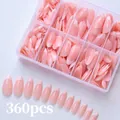 French manicure press-on nails set in nude pink with white tips, 360 piece storage box - Nude Pink French White Tip Style (TD190)