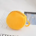 Cute round yellow plush coin purse with a matching zipper and plastic key ring hook - 8.5cm / Dark Yellow