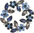 Dettaglio della spilla a ghirlanda con cristalli blu e pietre con taglio marquise - Azzurro