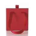 Joyero cuadrado rojo con tirador de seda y asas de cinta acanalada para regalo - 10cm x 10cm x 3.5cm / Rojo