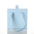 Light blue drawer jewelry box with matching silk handle and minimal square design - Light Blue