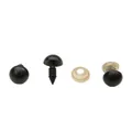 Black acrylic safety eyes with threaded posts and washers for DIY plush toys - 7mm / Black