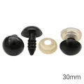 Black 30mm safety eyes for plush toys and DIY dolls with transparent plastic washers - Black / 30mm (6 Pairs/Pack)