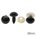 28mm black acrylic safety eyes with plastic washers for DIY handmade plush animals - Black / 28mm (6 Pairs/Pack)