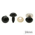 24mm black safety eyes for stuffed animals with clear plastic washers for DIY dolls - Black / 24mm (10 Pairs/Pack)