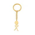 Funny doodle stickman keychain in gold finish made of polished stainless steel metal - Hands On Hips Style / Gold
