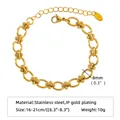 Gold plated stainless steel chain bracelet with adjustable 16-21cm length and 8mm width - Infinity Link Bracelet (ZHSLG41)