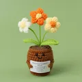 Handmade crochet emotional support plant with white, orange and yellow flowers - Gradient Orange Puff Flower