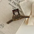 French style tortoise shell claw clip with gold B letter detail for thick hair - Imitation Tortoise Brown