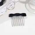 Elegant black acetate wavy hair comb with 10 silver metal teeth for updo styling - Black (Wavy Style)