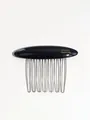 Handmade black acetate butterfly hair comb with silver metal teeth for elegant styling - Black (Linear Style)