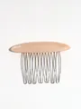 Handmade apricot acetate hair side comb with ten sturdy silver metal teeth - Nude (Linear Style)