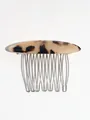 Elegant tortoiseshell acetate hair comb with ten metal teeth in retro French style - Light Leopard (Linear Style)