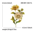 Vintage Gänseblümchen Brosche mit Goldblüten und grünen Blättern, 6.5cm Längenangabe - Gelb